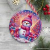 Joyful Frost Snowman Pink Themed Ornament, Festive Winter Spirit