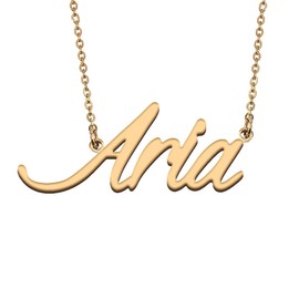 HUAN XUN Stainless Steel Initial Alphabet Custom Name Necklace Aria for Best Bridesmaid