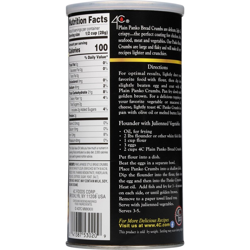 4C Foods Bread Crumb Plain 8 oz (Pack of 12)