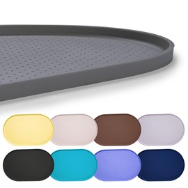 Hubulk 100% Waterproof Silicone Pet Feeding Mat with Raised Edge for Food and Water, Dog Bowl Mats, Cat Bowls Placemat with High Lip Protects Floor for Cats and Dogs (Gray, 19" L x 12" W)