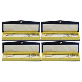 atorakushon 4 Pieces MDF board Long Chain Necklace Pendant Bracelet Jewelry Gift Box Case for Wedding Engagment Valentine's Day Blue