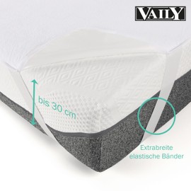 Vaily Mattress Protector 90 x 200 cm – Oeko-Tex Certified Mattress Protector, Waterproof and Washable Mattress Topper – Breathable Moisture Protection
