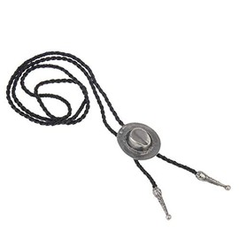 LIANCHI Western Hat Black Bolo Tie for Men and Women,Native American Leather Bolo Tie String (Silver)