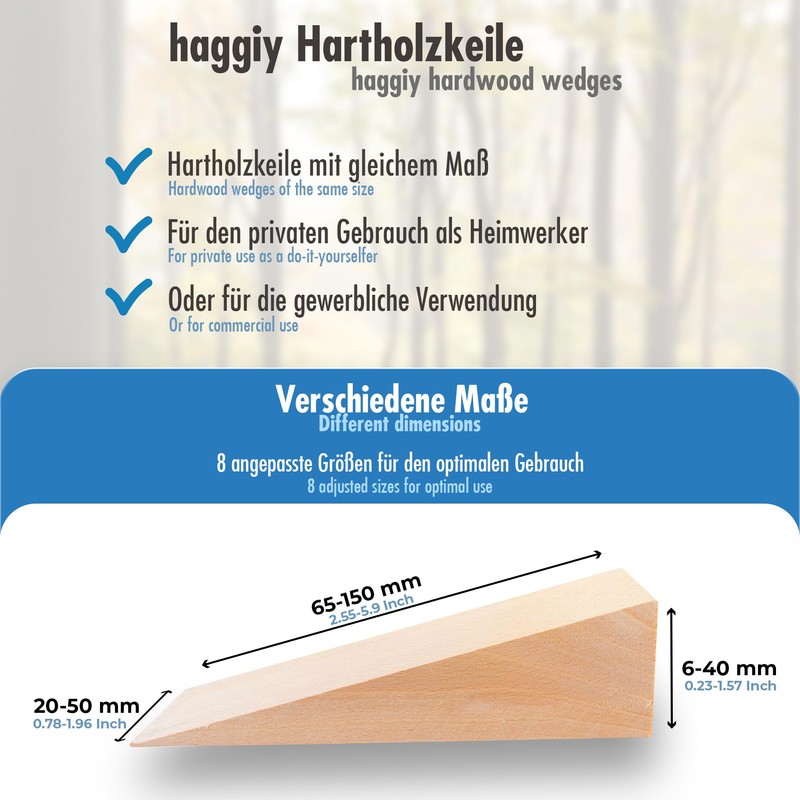 Haggiy hardwood wedges - beech wheel chocks (pack of 10),