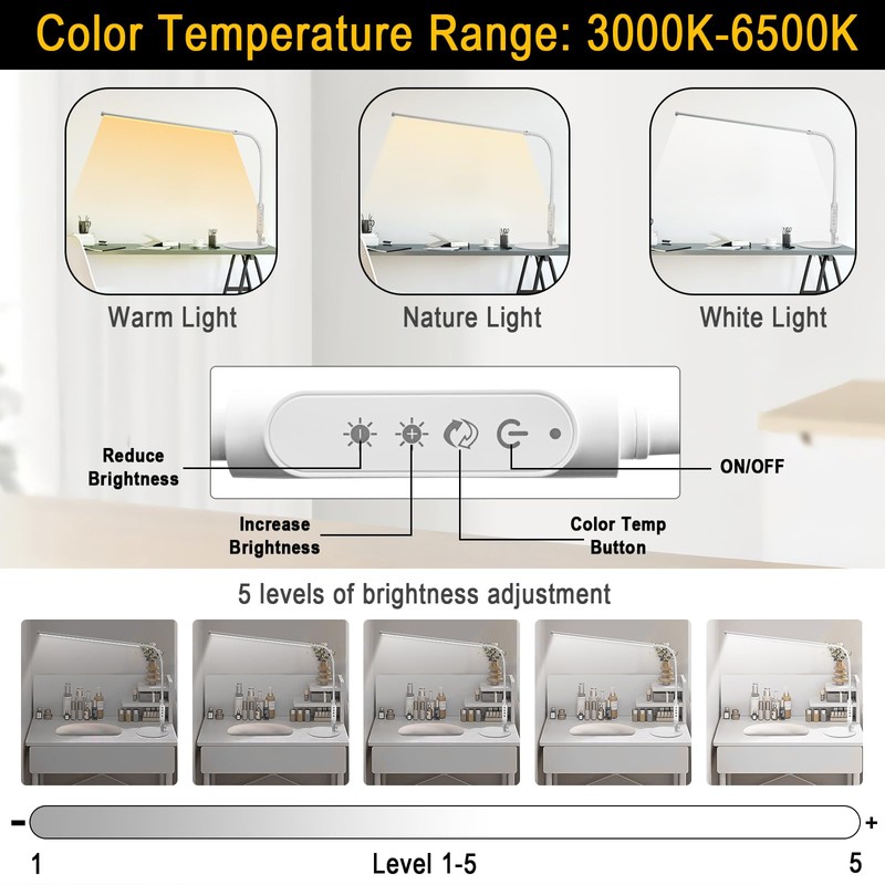 CGBE Led Desk Lamp: 360° Adjustable Nail Light for Desk