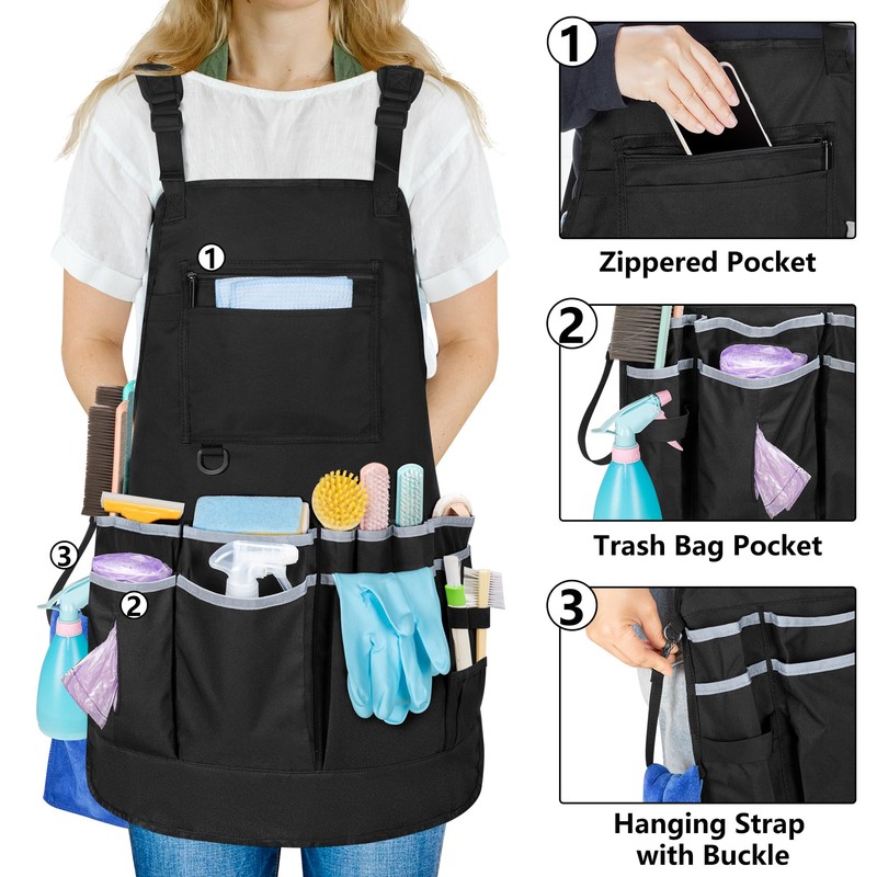Rexmica Professional Cleaning Apron for Housekeeping, Water-resistant Cleaning Apron with