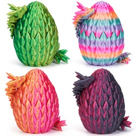 HIMS Set of 4 3D Printed Dragon Egg Mysterious Dragon Toy, Surprise Dragon Egg with Dragon Inside, 3D Printed Dragon Easter Dragon Eggs