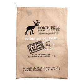 Snow White Luxury Hessian Christmas Sack of Printed Jute - Home Décor - 70x50 cm