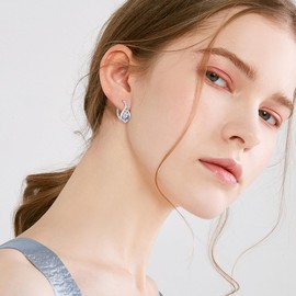 Moonstone / Cat's Eye / Birthstone Earrings 925 Sterling Silver Vine Leverback Earrings for Women Moonstone / Cat's Eye Hoop Earrings Jewellery for Women, Sterling Silver