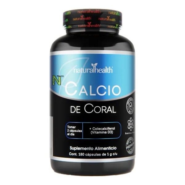 Calcio de coral con 180 cápsulas de Naturalhealth sin sabor