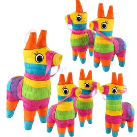 GIFTEXPRESS 6 Pack Mini Donkey Pinatas 7.5x5.5", Rainbow Party Decoration for Cinco De Mayo, Pinatas for Fiestas, Taco, Llama Birthday, Carnival, Classroom & Table Centerpiece Party Favor