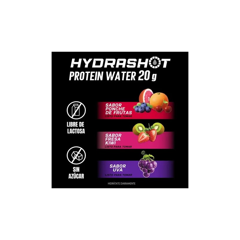Bebida De Proteína Hydrashot Protein Water 20g Pack 18 Pzas