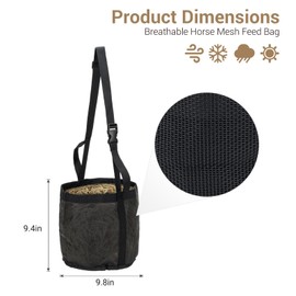 AquaLume 2 Pcs Heavy Duty Mesh Hay Bags for Horses with Adjustable Neck Strap & Comfort Padding - Leak-Proof Horse Feed Bag for Indoor/Outdoor Grain Feeding, Durable Nose Pad Design for Safe Grazing