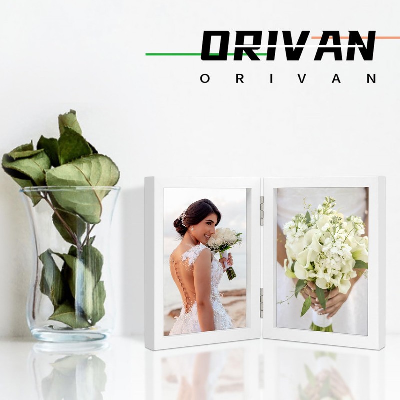 ORIVAN 3.5x5 Double Picture Frames Hinged Folding Photo Frames Vertical