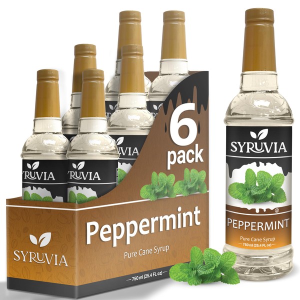 Peppermint Syrup by Syruvia 6-Pack, 25.4 fl oz, Wholesale Coffee