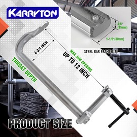 KARRYTON Heavy Duty F Clamps for Welding, 12" × 4-3/4" Throat Depth Drop Forged Steel Bar Clamps 2900LB Clamping Force 2-Pack