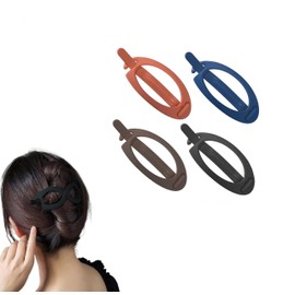 4 Pcs Matte Oval Hair Barrette Clip Plastic Bun Ponytail Holder Strong Hold Grip Hair Clips Closure Hairpin No Metal Hair Accessories for Women Girls (Style, One size)