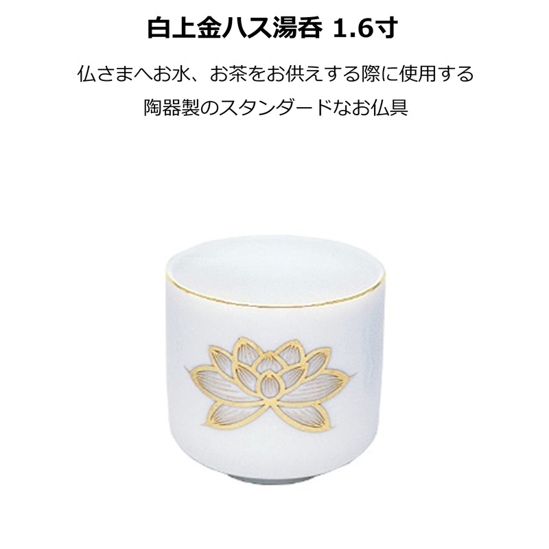 white kami gold lotus size 6 teacup