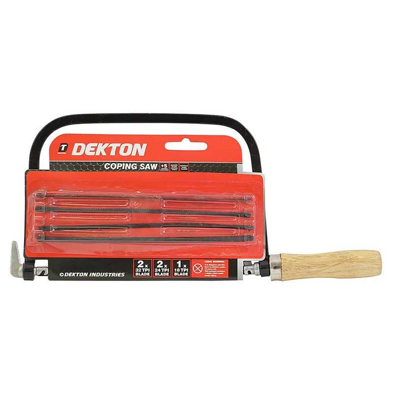 DEKTON DT45710 Coping Saw, Black/Red, 5 Blades, Heavy Duty