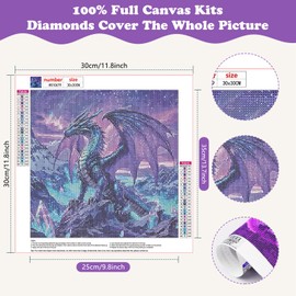 SENQAO Dragon Diamond Art Kits for Adults, DIY 5D Diamond Painting Kits for Beginners, Round Full Drill Diamond Dots Paintings, Diamonds Pictures Gem Art for Adults Crafts Home Decor 12x12inch