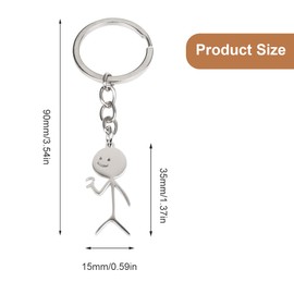 JTKREW 2 x Funny Doodle Graffiti Keyring Pendant Silver Smiley Silver Match Finger Gestures Keyring Pendant Gift, silver
