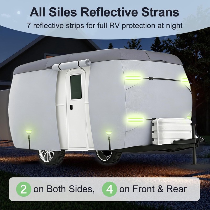 Fiberglass Travel Trailer Cover 7 Layers Breathable Waterproof Rip-Stop Camper