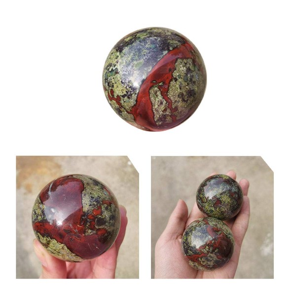 Acxico 1 pcs Natural Dragon Blood Stone orb Crystal Ball Ornament About 5cm (Larger)