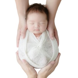 Zeroest Newborn Photo Prop Stretch Knit Wrap for Baby Photography Newborn Photoshoot Outfits Boys Girls Posing Blanket (White)