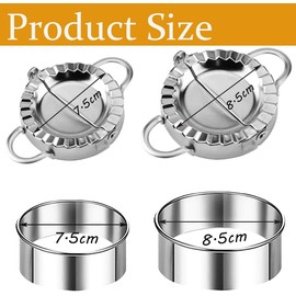 GUO-YING Set of 2 Stainless Steel Ravioli Cookie Cutters, Mouth Bag Shaper, Dumpling Maker, Ravioli Maker, Dumpling Shaper Set