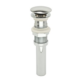 PF WaterWorks PF0717-CH DecoDRAIN Decorative Push Pop-Up Sink Drain, Plated ABS, CUPC Listed, Umbrella Cap (2.5"), without Overflow, Chrome