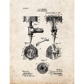 Lawn Sprinkler Patent Print Old Look (13" x 19") M14420