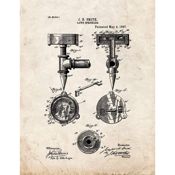 Lawn Sprinkler Patent Print Old Look (13" x 19") M14420