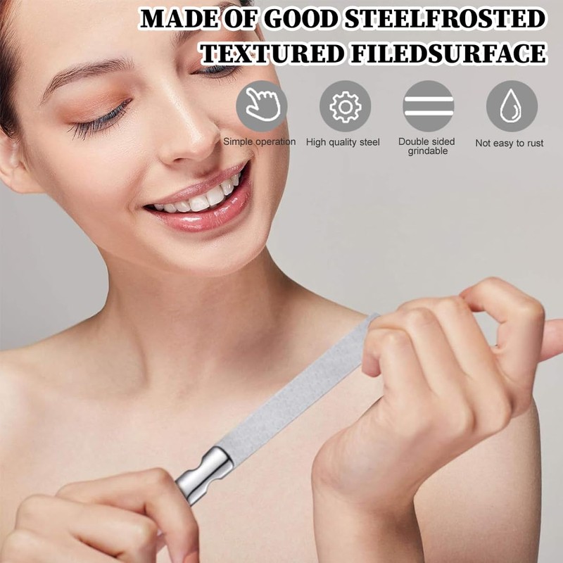 Edelstahl Nagelfeile, Hochwertige Nagelfeile, Saphirnagelfeile Fein/Grob, für Maniküre und Pediküre