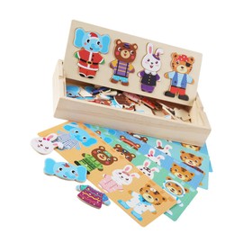 SAFIGLE 1 Set Animal Dress Up Toys Kid Craft Play Set Matching Jigsaw Puzzle Woody Toy Kids Puzzle Toy Simple Gift Decoration Child Wooden