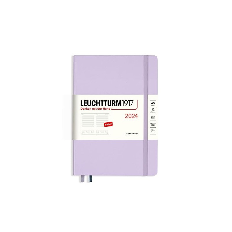 LEUCHTTURM1917 367876 Daily Planner Medium (A5) 2024, Lilac, English