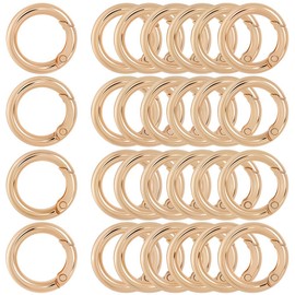 SOFPLATE 1 Box 30Pcs Spring O Rings 25mm Round Carabiner Clip Gold O Ring Buckles Metal Trigger Spring Snap Hooks Zinc Alloy Gate Key Rings for DIY Keychains Keyring Purses Handbags Dog Leashes Crafts