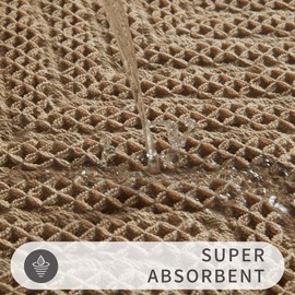 BULULOM Bath Matts for Bathroom,Upgraded Waffle Super Absorbent Bath Mat,Bathroom Rugs Non Slip Washable, Quick Dry Shower Mats, Ultra Soft Bath Mats for Bathroom Floor,Brown,24"*36"