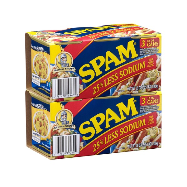 Spam Reduced Sodium Six 12 Ounce Cans Value Pack