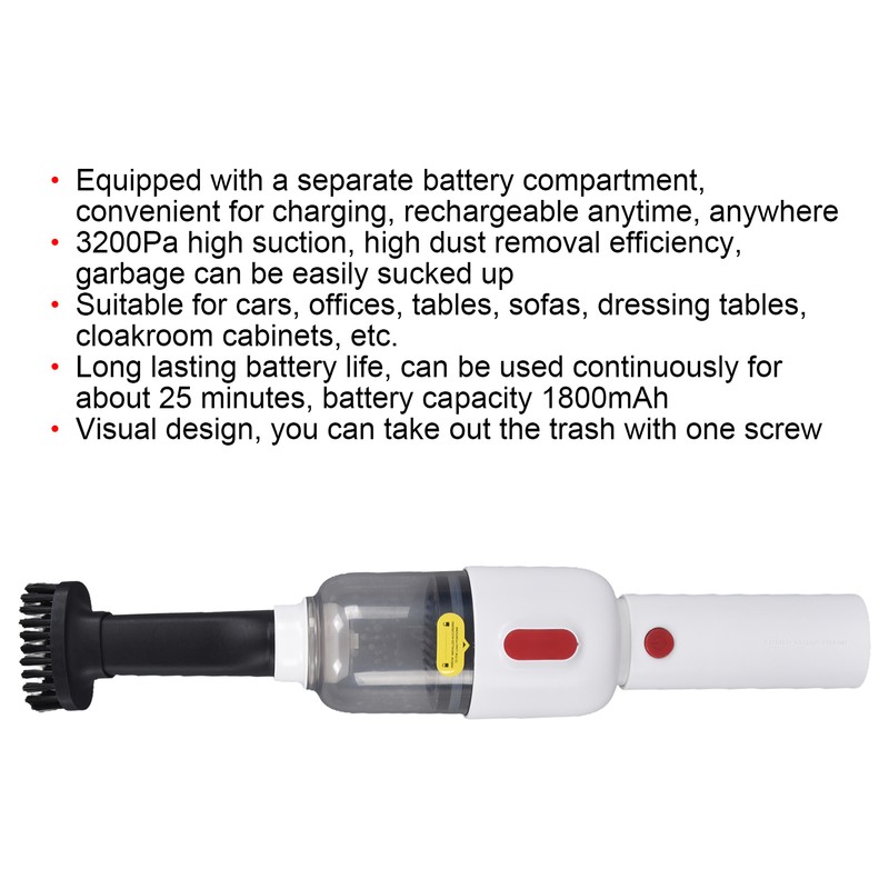 Handheld Vacuum Cleaner 3200Pa High Suction USB Charging Wireless Portable
