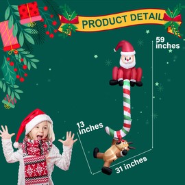 8ft Christmas Inflatables Hanging Santa with Reindeer Decorations Built-in LED Lighted Blow Up Decoration Home Yard Outdoor Indoor Garden Lawn Decor