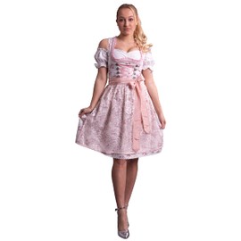 Golden Trachten 534GT Women's 3-Piece Traditional Dirndl Costume, Oktoberfest Midi Dress with Apron and Blouse - Cocktail 34