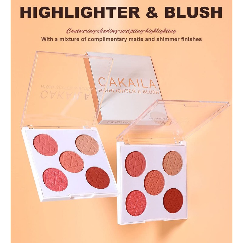 Mysense 5 Colors Face Blush Palette,Makeup Bright Shimmer Matte Powder