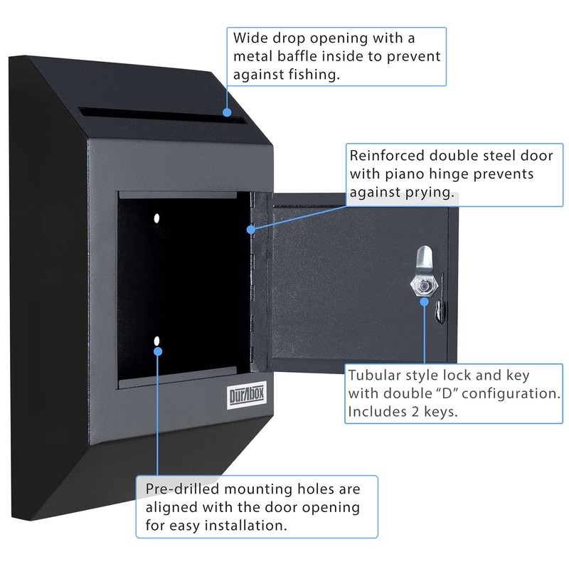 Durabox Heavy Duty Wall Mount Locking Deposit Drop Box Safe