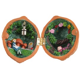 febcailly Walnut Shell Dollhouse, Mini House Library, Handmade Walnut Shell Dollhouse, Resin Nut Secret 3D Scene, Resin Miniature, Durable, Easy Installation, E