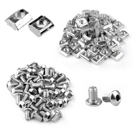 iYueMps T Slot Nut Screws Kit,Include 50Pcs M5 T Nuts,50Pcs M5 Socket Screws with 50Pcs Flat Washers for 2020 Aluminum Profile Extrusion Angle Mounting
