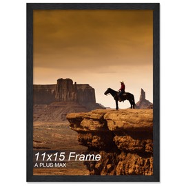 A PLUS MAX 11x15 Picture Frame, Black Engineered Wood Frame for 11 x 15 Inch Picture Poster Photo, Light Weight 11 by 15 Frame with Wood-grain for Wall - 1 Pack/Black/11 x15
