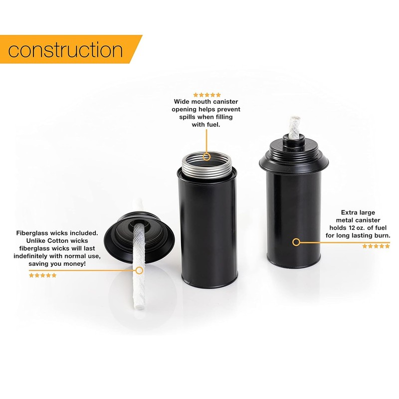 Backyadda Torch Replacement Canisters (12 oz). Compatible with Tiki Torches.