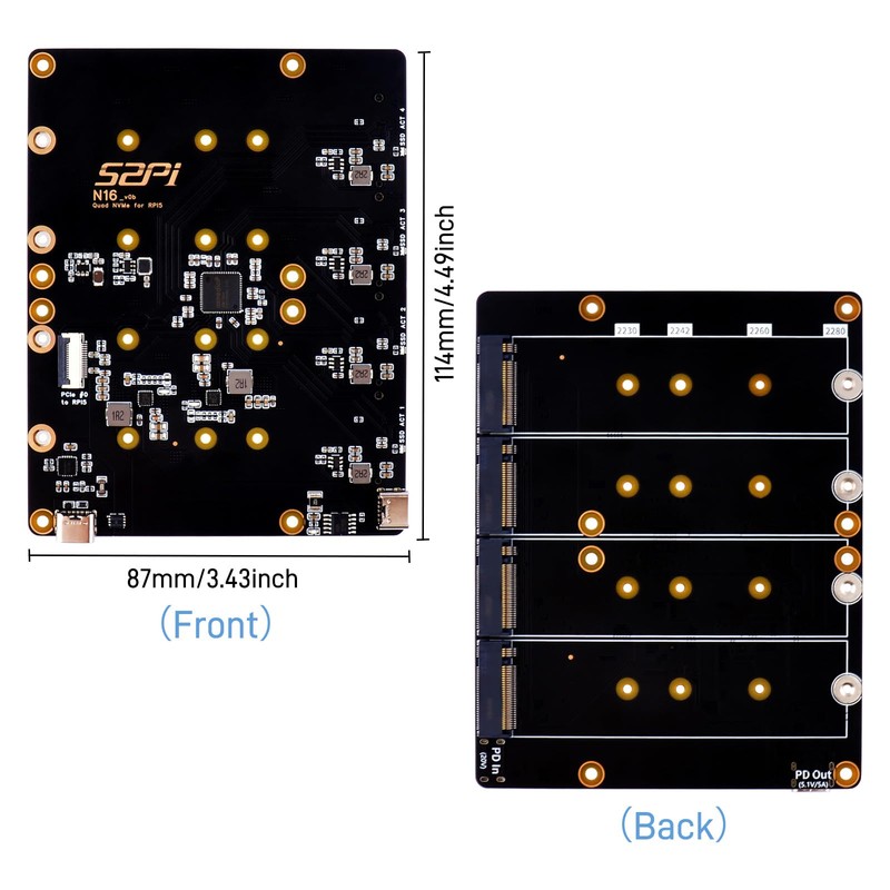 GeeekPi N16 Quad M.2 M-Key NVMe SSD HAT for Raspberry