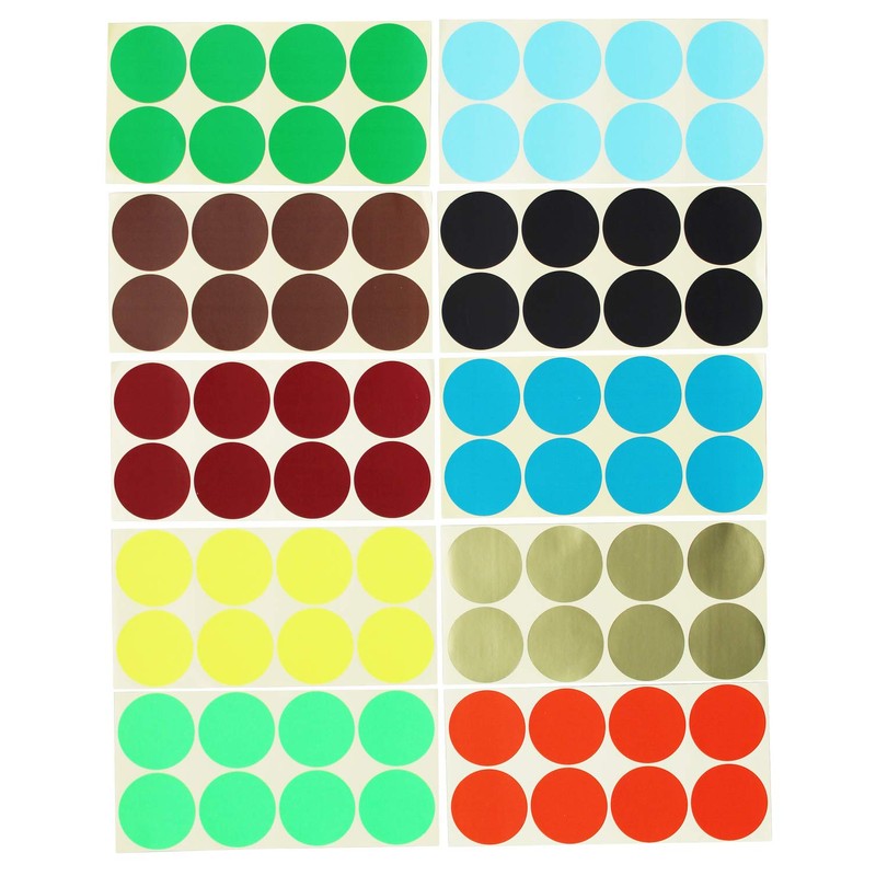 800 Count Large Round Dot Stickers Color Coding Labels, 50mm