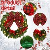 Dingion 14 Inch Christmas Lighted Wreath with Large Buffalo Plaid